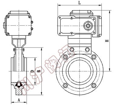 D921電動(dòng)衛(wèi)生型蝶閥尺寸圖