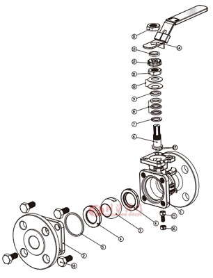 高平臺(tái)法蘭球閥內(nèi)部圖